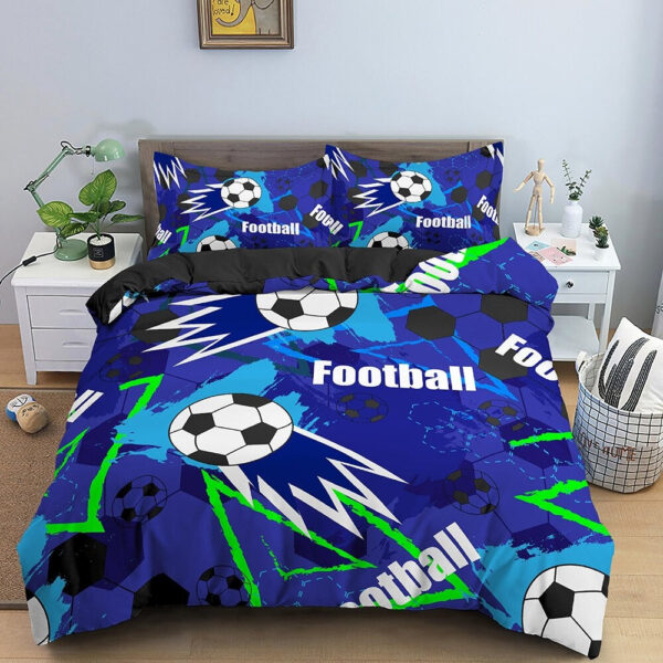housse de couette foot en bleu