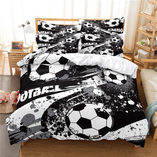 housse de couette football noir et blanc