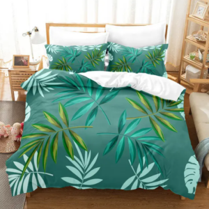 housse de couette motif tropical vert