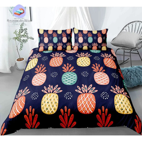 housse de couette Ananas Bleu Nuit
