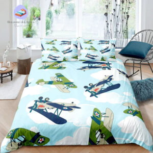housse de couette Avion Bleu & Vert