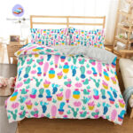 housse de couette motif cactus multicolore