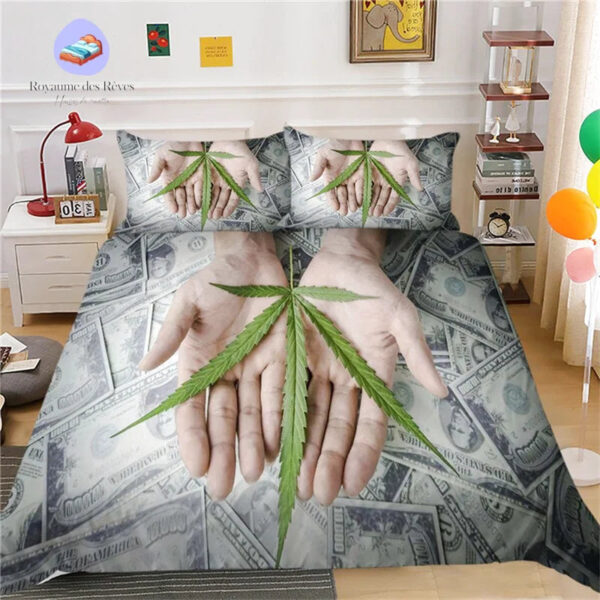 housse de couette Cannabis Argent