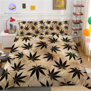 housse de couette Cannabis Noir