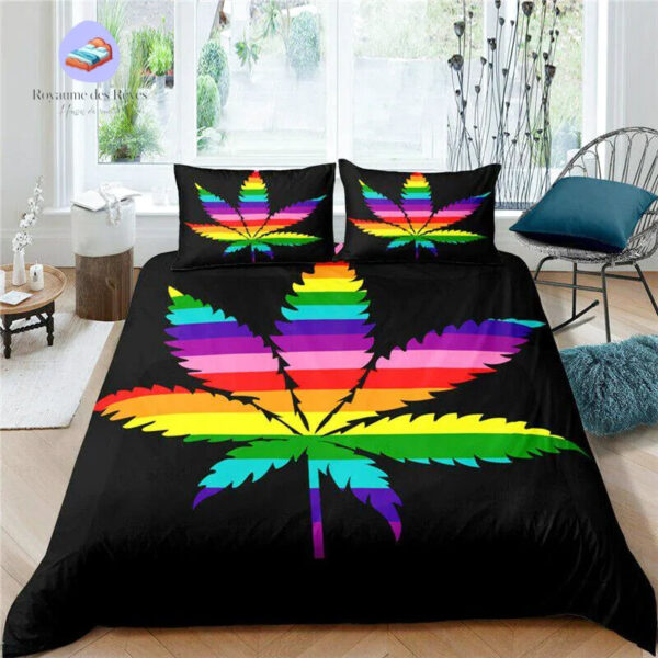 housse de couette feuille de chanvre