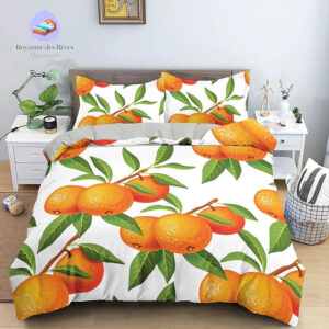housse de couette Fruit Oranges Feuilles