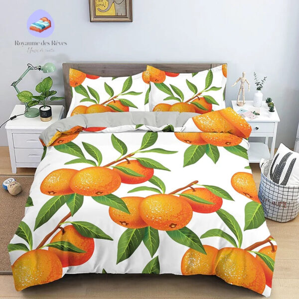 housse de couette Fruit Oranges Feuilles