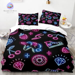 housse de couette Licorne Noir