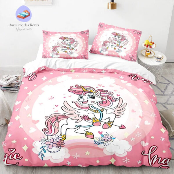 housse de couette Licorne Rose