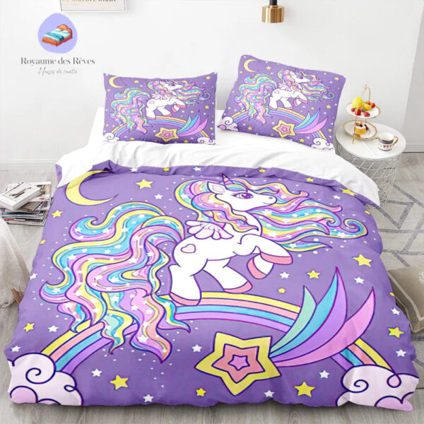 housse de couette licorne violet