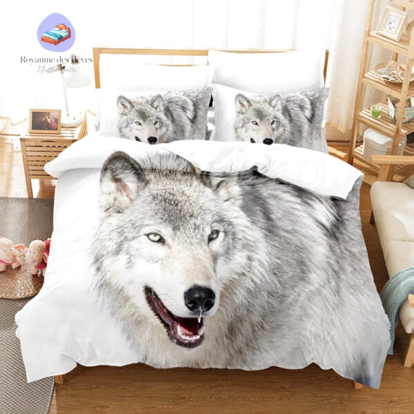 housse de couette Loup Croc Blanc