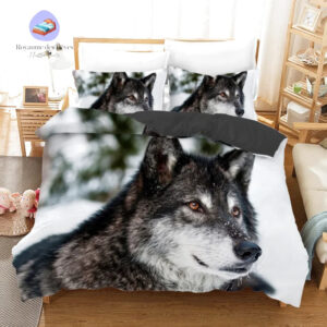 housse de couette loup neige