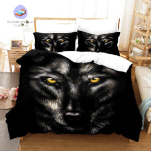 housse de couette loup noir