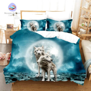 housse de couette loup pleine lune