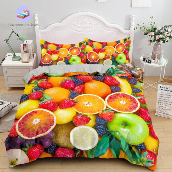 housse de couette aux motifs de fruits