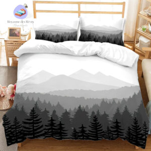 housse de couette Montagne Noir et Blanc