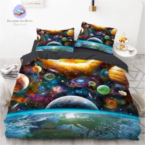 housse de couette motif planète