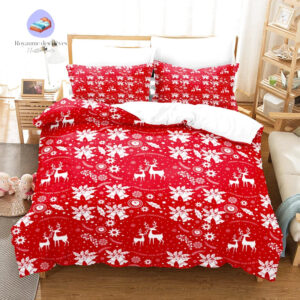 housse de couette Noel Rouge et Blanche