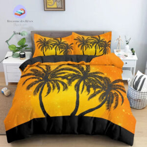 housse de couette palmier coucher de soleil