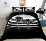 housse de couette Palmier Noir et Blanc