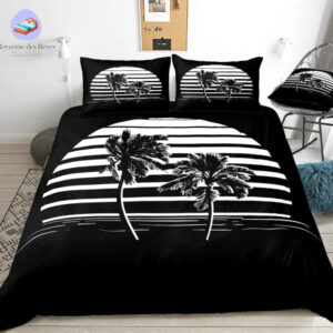 housse de couette Palmier Noir et Blanc