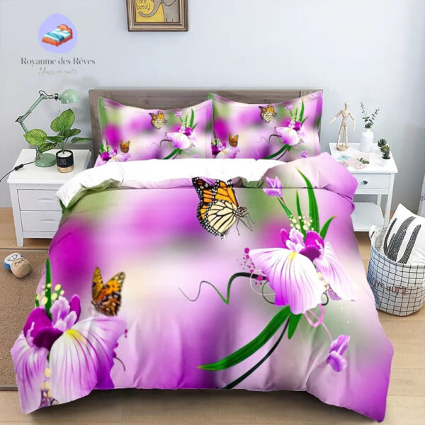 housse de couette papillon violette