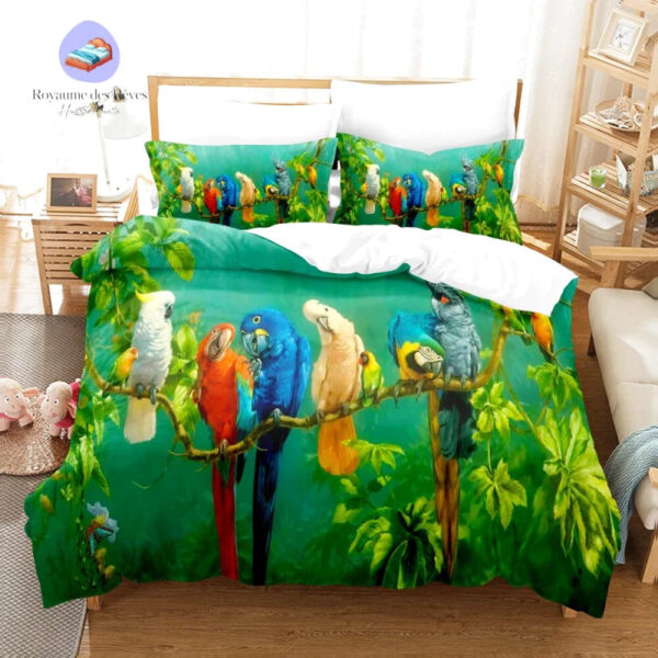 housse de couette perroquet jungle