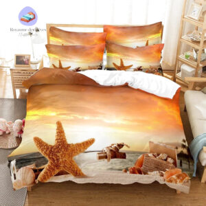 housse de couette plage coucher de soleil