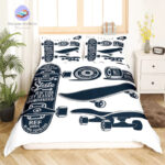 housse de couette skate blanche et noir