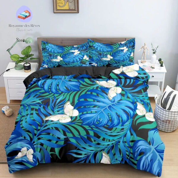 housse de couette Tropical Bleu