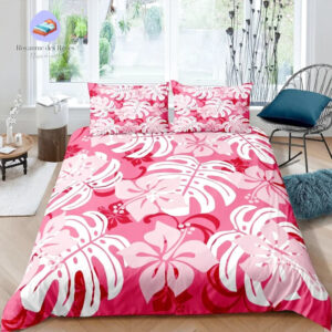 housse de couette tropicale rose