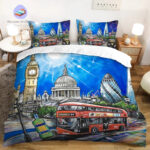 housse de couette Ville Londres Bus