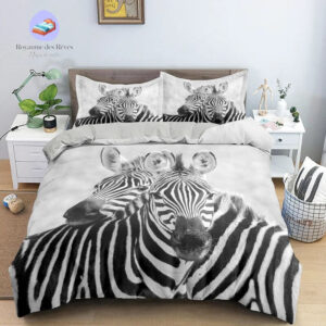 housse de couette zèbre noir et blanc