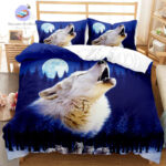 parure de lit loup blanc