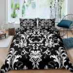 Motif Floral Baroque en noir et blanc
