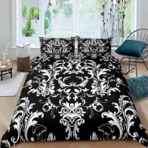 Motif Floral Baroque en noir et blanc