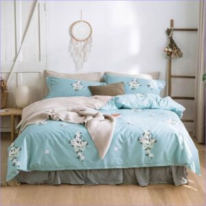 housse de couette à fleurs turquoise