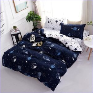 housse de couette astronautes motif cosmique