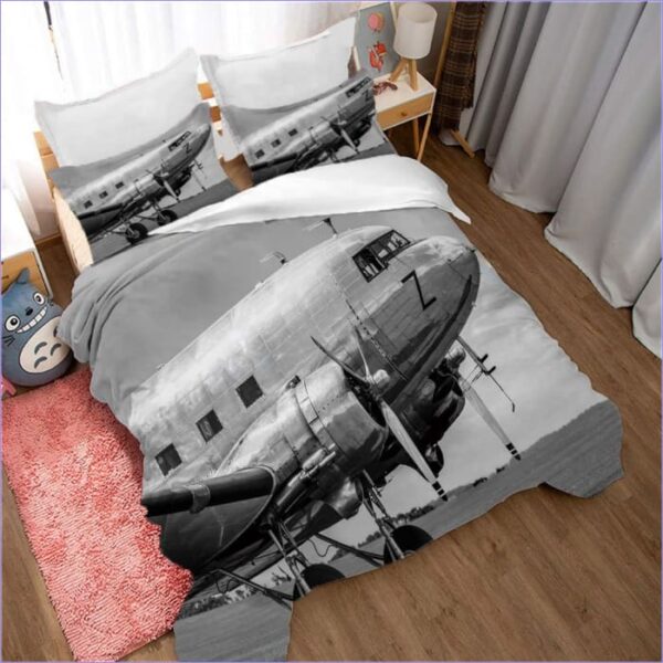 housse de couette avion noir et blanc