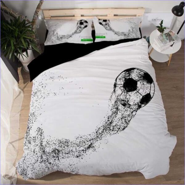 housse de couette ballon foot noir et blanc