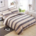 housse de couette bandes beiges café