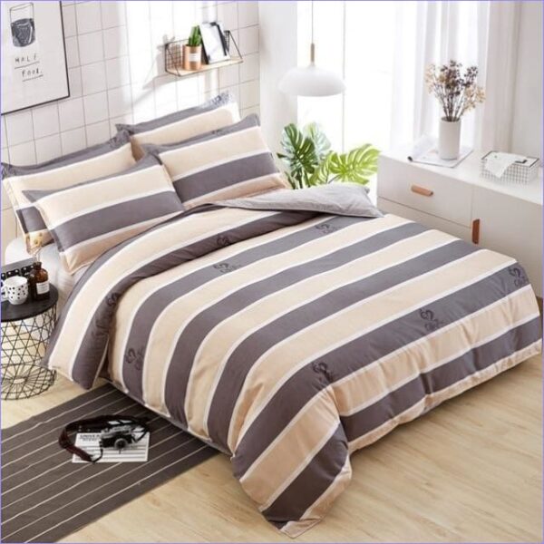 housse de couette bandes beiges café