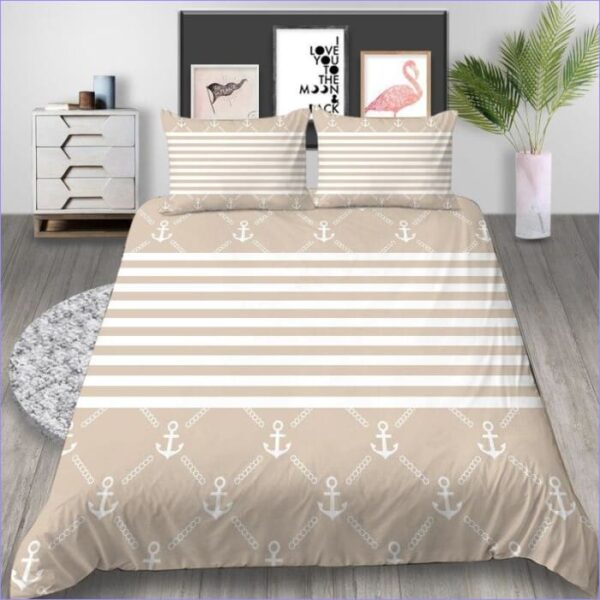 housse de couette beige et ancres