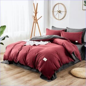housse de couette bicolore rouge et gris