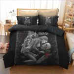 housse de couette squelette et femme