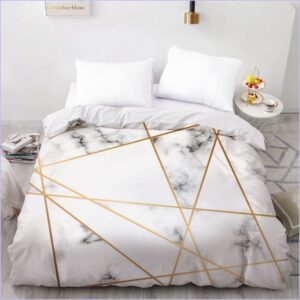 Housse de couette blanche et or