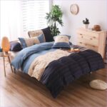 housse de couette bleu marine et beige