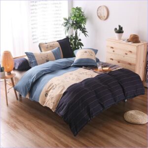 housse de couette bleu marine et beige