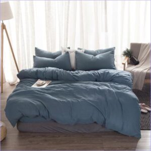 housse de couette bleue unie