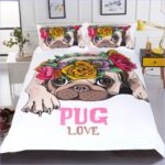 housse de couette bouledogue et fleurs